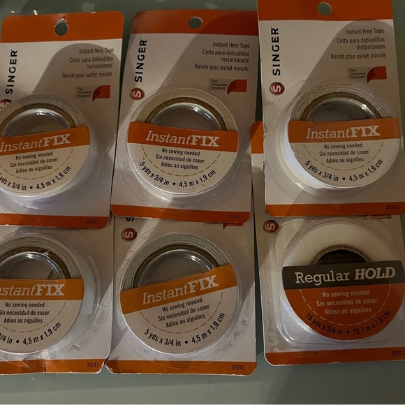 6 NEW PACKS SINGER INSTANT FIX HEM TAPE, 5 YARDS x 3/4" EA Sewing craft clear - Picture 2 of 4
